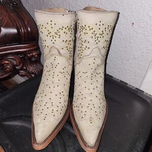 Studded Beige Ankle Booties